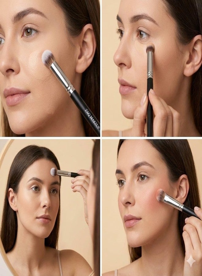 ZAQ Highlight Brush/Nose Shader, Mini Under Eye Concealer Brush for Blending Liquid Cream Flawless Powder Cosmetics Buffing Stippling Concealer - Image 3